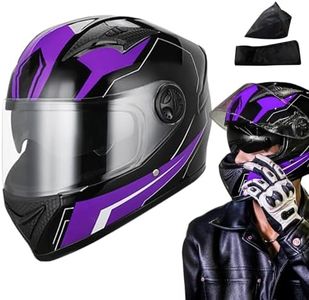 Motorcycle Helmets for Men | Street Racing Helmets,Motorcycle Protective Helmets with Sun Visor and Neck Scarf for Men, Full Face Helmets for Scooter Pochy