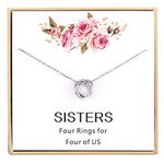 CHICLOVE 4 Sisters Necklace - 925 Sterling Silver Four Circles Friendship Sister Necklace for Women, Sterling Silver