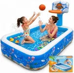 Inflatable Swimming Pool,120" x 72" x 24" Kiddie Pools, Family Lounge Pools Thickened Above Ground Family Pool for Summer Water Party, Backyard, Garden Lawn