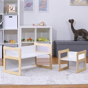 Avenlur Hanover Toddler Table and Chair Set - Kids Activity Table - with Desk, Toy Box, and Step Stool - Montessori Furniture for Kids 1 Year Old and Up - Weaning Table and Chair Set