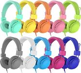 AILIHEN Kids Headphones Bulk 10-Pack for School Classroom K-12, On-Ear Wired Headsets with Microphone & 85dB Volume Limited & Sharing, 3.5mm Jack for Chromebook, Computer, Laptop (Multicolor)