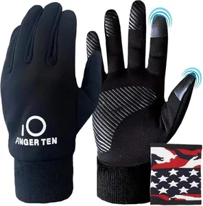 FINGER TEN Kids Winter Gloves Waterproof with Free Neck Warmer Boys Girls Touchscreen for Cold Weather Outdoor Sports (Black, X-Large)