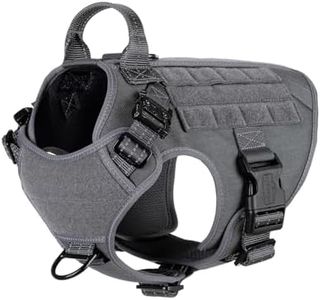 ICEFANG Tactical Dog Harness,K9 Working Dog Vest,No Pulling Front Clip Leash Attachment (M (25"-30" Girth), Wolf Gray-2x Metal Buckle)