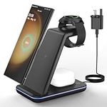 Wireless Charger for Samsung, JoyGeek 3 in 1 Charging Station for Galaxy Watch 5 Pro/4/3/Active2/1 - Phone Charger Stand for S24/S23 Ultra/S22/S21/S20/Note 20, Z Fold&Flip Series, Buds2 Pro, Black