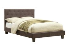 Furniture of America Roy Fabric Platform Bed with Button Tufted Headboard Design, Queen, Gray