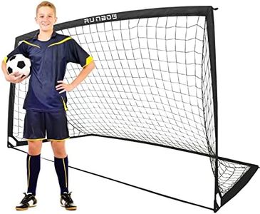 RUNBOW 9x5 ft Portable Kids Soccer Goal for Backyard Adult Junior Large Practice Soccer Net with Carry Bag (9x5ft, Black, 1 Pack)