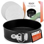 RFAQK Cake Pan | Set of 3 Baking Supplies - 9 Inches Springform Pan with Spatula and 30 Parchment Papers - Round Non-Stick Moule a Gateau (9" Baking Pan)-Leak Proof Cheesecake Pan-Baking Set & E-Book