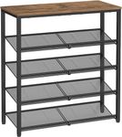 VASAGLE Shoe Rack for Entryway, 5 Tier Shoe Storage Shelves, 16-20 Pairs Shoe Organizer, with Sturdy Wooden Top and Steel Frame, Free Standing, Industrial, Honey Brown and Ink Black ULBS038K01