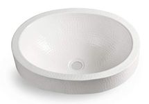 Monarch Abode 19004 Classic White Hand Hammered Oval Skirted Bathroom Vanity Sink (17 inches)