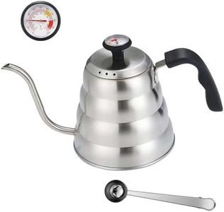 Gooseneck Kettle with Thermometer,1200ml Stainless Steel Coffee Pot for Drip Brewing,Silver,Tea Kettle with Thermometer for Stove Top Gooseneck Kettle