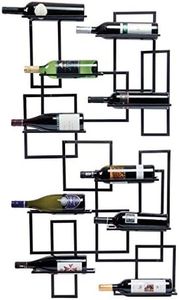 Oenophilia Mid Century Wall Mount Wine Rack - 10 Bottle, Large Metal Wine Rack, Modern Design, Wine Storage, Wall Decor