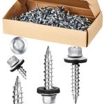 Tandefio 500 Pcs #10 x 1 Inch Hex Head Metal Roofing Screws with Rubber Washer Seal Galvanized Metal Roof Screws Self Starting Tapping Siding Sheet Metal Screws for Wood Panels Summer