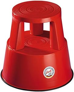 Wedo 212202 Taburete con ruedas de plástico, altura 43 cm, capacidad de carga 150 kg, rojo