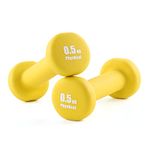 PhysKcal 0.5kg Dumbbells Pair, Hand Weights Set of 2 for Women, Kids & Senior, Light Weights for Pilates Cardio Boxing with Non-slip Neoprene Coating