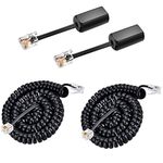 Telephone Cord Detangler, 2 Pack 12ft Uncoiled (2ft Coiled) RFAdapter Black Anti-Tangle 360 Degree Rotating Landline Cable and Telephone Handset Cord