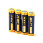 JESSY 18650 Rechargeable Battery Flat Top，3.7V Lithium Batteries 3300mAh High Capacity for LED Flashlights, Headlights, Camera, Small Fans, Toys (4 Pack)