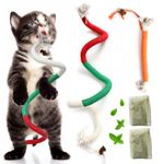 Yomvwavo Kittens Toys，Cat Chew Toys for Indoor Cats, Catnip Toy for Teeth Cleaning, Interactive Cat Nip Teething Rope Toys for Cats Kitty, 2 Pack (27.56&7.87 inches，Plus 2 Packs of Catnip)