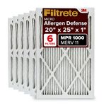 Filtrete 20x25x1 AC Furnace Air Filter, MERV 11, MPR 1000, Micro Allergen Defense, 3-Month Pleated 1-Inch Electrostatic Air Cleaning Filter, 6 Pack (Actual Size 19.69 x 24.69 x 0.81 in)