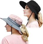 Muryobao Women's Sun Hat Outdoor UV Protection Foldable Mesh Bucket Hat Wide Brim Summer Beach Fishing Cap Pink, Fit Head Circumference Size: 21"-23"