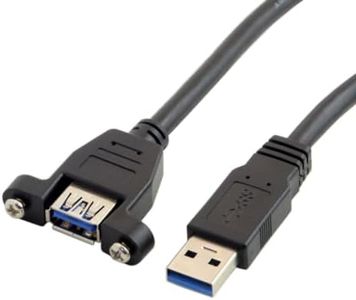 chenyang USB 3.0 Male to Female Extension Data Cable with Panel Mount Screws 0.5M