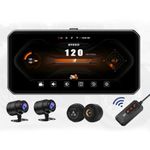 NexOps 6.25" Motorcycle Dash Cam CarPlay Display with Front & Rear Dash Cameras, Android Auto, GPS Navigation, WiFi & Bluetooth