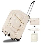 ETRONIK Rolling Weekender Bags, Wheeled Duffel Bag with Wet Pocket and Shoes Compartment, Waterproof Carry on Overnight Bag with Toiletry Bag for Women Men for Business Travel, Beige