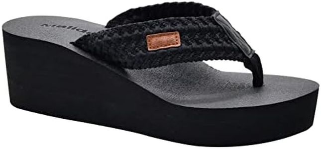 MALIDA Womens Wedge Arch Support Flip Flops Cushion Soft Rubber Midsole Platform Thong Sandals with Rubber Sole, Black, 8
