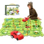 Bearbao Toddler Toys Gifts for 3 4 5 Year Old Boys, 25 PCS Jigsaw Puzzle Racer Track Car Set Toys for Kids Boys Toddlers 3-5 4-6, Puzzle Tracks Car Toys Gifts for 3 4 5 Year Old Boys Kids