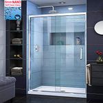 ELEGANT 1000 x 800mm Sliding Shower Door Modern Bathroom 8mm Easy Clean Glass Shower Enclosure Cubicle Door with Shower Tray and Waste