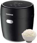 YOKEKON Rice Cooker Small 2L,Mini Cooker and Stainless Steel Rice Cooker for 2-4 People,Low Carb Cooker 8-in-1 Smart Control Multifunction, Delay Timer/Auto Keep Warm/Sushi/Risotto/Cake, Black