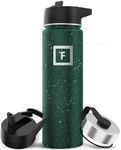 IRON °FLASK Camping & Hiking Hydration Flask with 3 Lids - Stainless Steel, Double Walled & Vacuum Insulated Water Bottle - Leak Proof & BPA Free (Dark Pine Speckle, Straw - 22 oz)