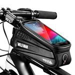 Bike Frame Bag, Bike Phone Mount, Waterproof Bicycle Handlebar Bag Cycling Front Top Tube Pouch Pannier Bike Phone Holder Stand for iPhone 12 11 Pro Max XS XR X 8 6 Plus Samsung Smartphone up to 6.7''