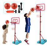 TONZE Kids Basketball Hoop and Stand Height Adjustable,Net and Ball Outdoor Indoor Mini Basketball Hoop Sport Play Set Toys for 4 5 6 7 Year Old Boys Girls(88cm/138cm/190cm)