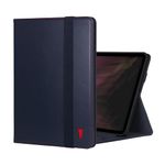 TORRO Case Compatible with iPad Pro 11” 5th Gen (2024) – Premium Leather iPad Pro 11” M4 2024 Case with Stand Function, Apple Pencil Connectivity and Wake/Sleep Function (Navy Blue with Red Detail)