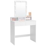 VASAGLE Vanity Desk with Mirror, Makeup Vanity Table with Lights, Adjustable Brightness, 31.5-Inch Wide Makeup Desk with 2 Drawers, 3 Storage Compartments, for Bedroom, Modern, White URDT184T14