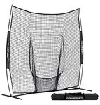 PowerNet 8x8 Practice Net | Huge Baseball Softball Hitting Pitching Net | Great for Teams | Hitting Pitching Batting Fielding Portable Backstop | Non-Tip Weighted Base (Black)