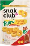 Snak Club Tajin Mango Rings Gummy Candy, Fruit Candy Gummies with Chili and Lime Seasoning, Mild, Gluten-Free and Vegan Snacks, 11 oz Resealable Bag