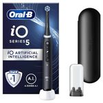 Oral-B iO5 Electric Toothbrushes For Adults, 1 Toothbrush Head & Travel Case, 5 Modes With Teeth Whitening, UK 2 Pin Plug, Black