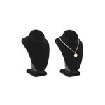 MOOCA 2-Piece Black Velvet Necklace Bust Display Set - Adjustable Hook - Jewelry Mannequin Stand for Necklaces & Chains up to 16-6.2 in H