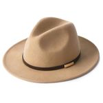 FURTALK Fedora Hats for Men Women 100% Australian Wool Felt Wide Brim Hat Leather Belt Crushable Packable