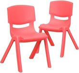 Flash Furniture Whitney 2 Pack Red Plastic Stackable School Chair with 12" Seat Height