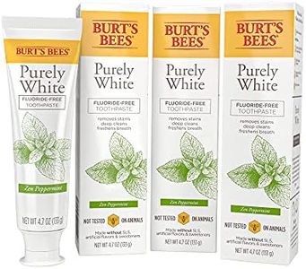 Burt's Bees Toothpaste, Natural Flavor, Fluoride Free Purely White, Zen Peppermint, 4.7oz 3 Count