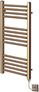 Greened House Electric Brushed Brass Straight Heated Towel Rail 400mm x 800mm Flat Towel Radiator