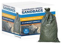 Sandbaggy - Empty Poly Sandbags W/UV Protection - Size: 14" x 26" - Color: Green - Military Grade (50 Bags)