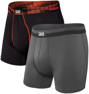 Saxx Men's Underwear -Sport MESH Boxer Briefs with Built-in Pouch Support-Workout Underwear for Men, Pack of 2, Black Digi DNA/Graphite, Medium