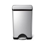simplehuman Rectangular Step Trash Can, Stainless Steel, 38 L / 10 Gal