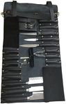 Professional Chef Lightweight Genuine Premium Black Leather Chef Knife Bag/Knife Roll 16 Pockets Space *KB03