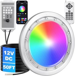 FixOasis Led Pool Lights for Inground Pool,50FT Cord,60W 10 Inch Inground Pool Light with Controller,Remote and APP Control,Suitable for Most 10 Inch Wet Niche,304 Stainless Steel,IP68