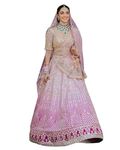 TRENDMALLS Pink Satin Embroidery Sequence Work Semi-Stitched Lehenga Choli with Net Dupatta For Women-L148-Pink (Wedding-Bridal-Latest-Pastel-Lehenga-Choli_Free Size)