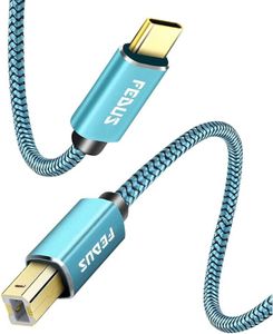 FEDUS 1.5 Meter USB Type-C to Printer Cable, Gold Plated Nylon Braided USB Type-C to USB B Male Scanner Cord Compatible with DIMI, Google Chromebook Pixel, MacBook Pro, HP Canon Printers